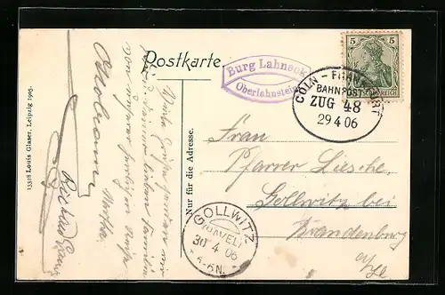 AK Bahnpoststempel Cöln-Frankfurt, Zug 48