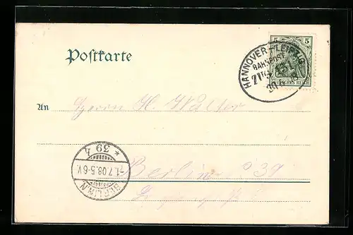 AK Bahnpoststempel Hannover-Leipzig, Zug 131