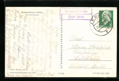 AK Landpoststempel Hummelshain über Jena