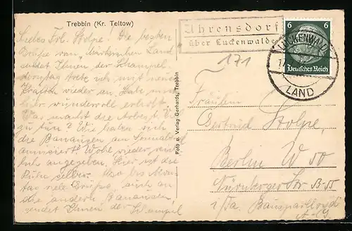 AK Landpoststempel Ahrensdorf über Luckenwalde