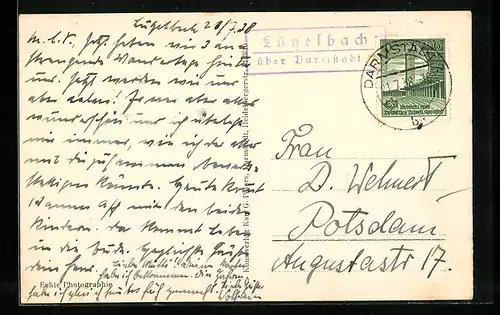 AK Landpoststempel Lützelbach über Darmstadt