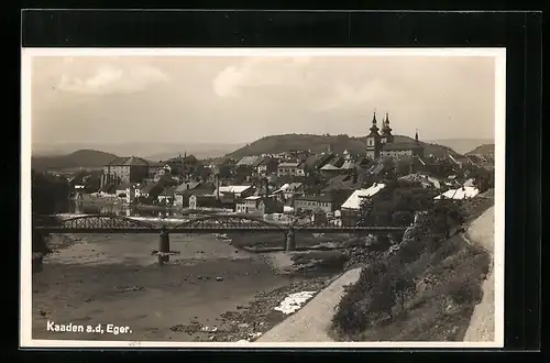 AK Kaaden /Eger, Teilansicht mit Brücke