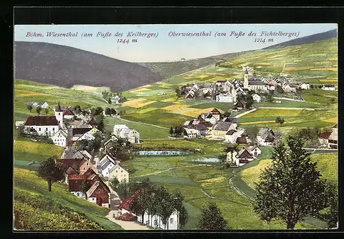 AK Oberwiesenthal, Ort aus der Vogelschau, Fichtelberg, Keilberg, Neues Haus