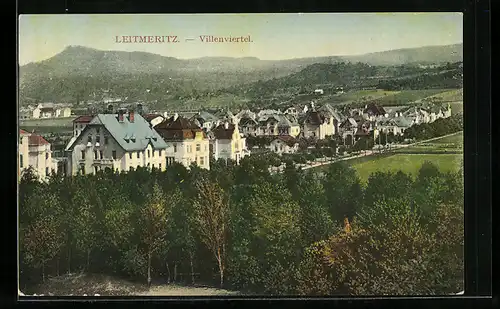 AK Leitmeritz, Villenviertel aus der Vogelschau