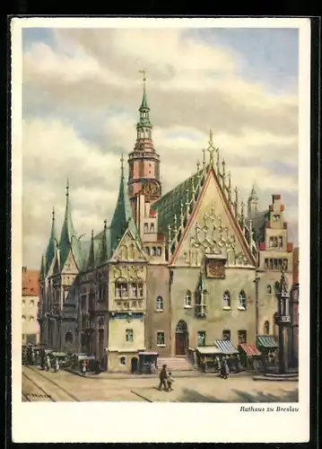 Künstler-AK Breslau, Rathaus zu Breslau