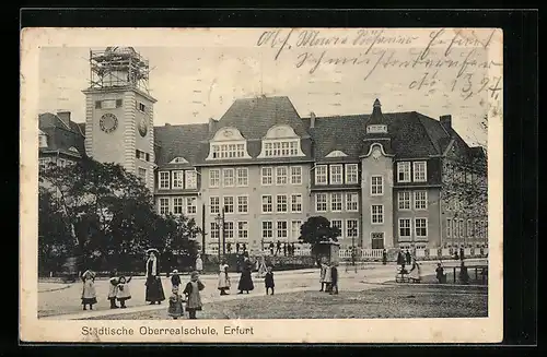 AK Erfurt, Blick auf die Städtische Oberrealschule