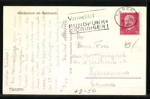 AK Essen-Borbeck, Fabrikarbeiter arbeiten in der Krupp`schen Gussstahlfabrik