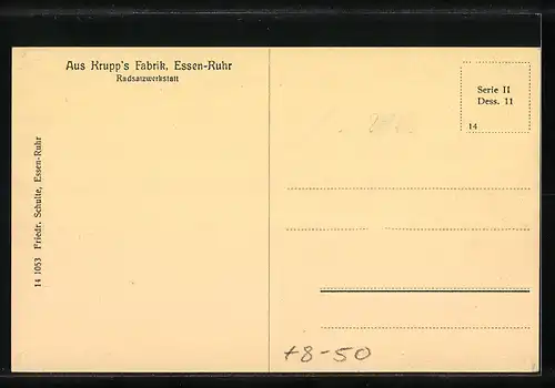 AK Essen, Innenansicht aus Krupp`s Fabrik, Fabrikarbeiter bei der Arbeit