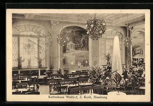 AK Hamburg, Gaststätte Kaffeehaus Wallhof J. Koch, Innenansicht