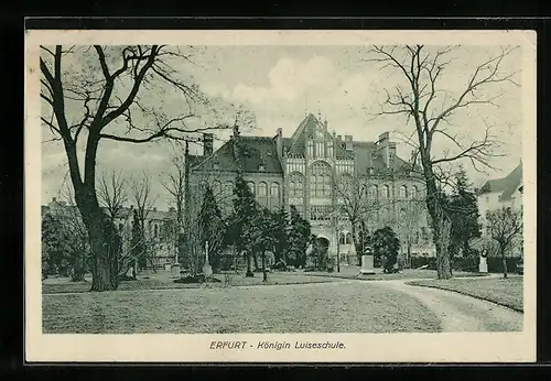 AK Erfurt, Königin Luiseschule mit Park