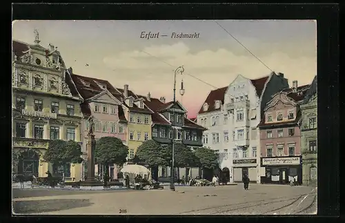 AK Erfurt, Fischmarkt mit Cafe Roland und Putzgeschäft Geschw. Zodick