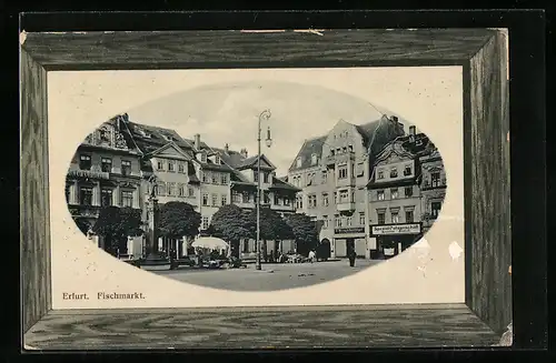 Passepartout-AK Erfurt, Fischmarkt mit Marktständen