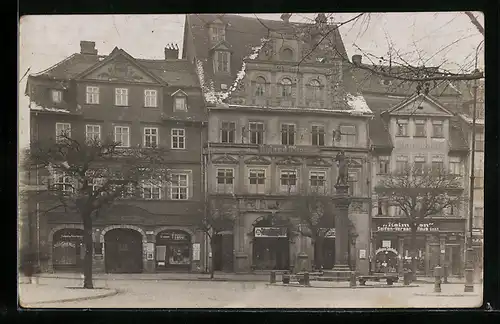 Foto-AK Erfurt, Strassenpartie am Fischmarkt