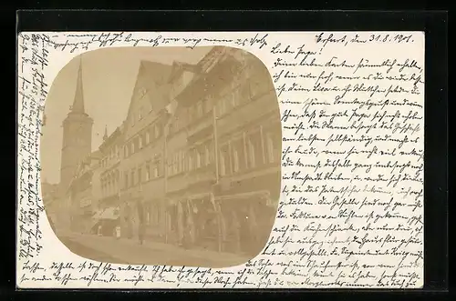 AK Erfurt, Marktstrasse mit Kirche