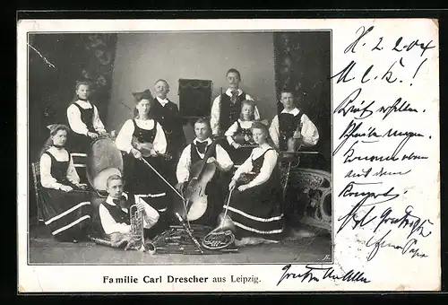 AK Musiker Familie Carl Drescher aus Leipzig