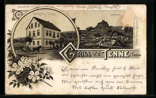 Lithographie Tenne i. Taunus, Gasthaus zur Tenne, Laifelsen