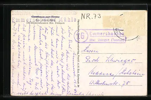 AK Emmershausen /Krs. Usingen, Gasthaus zur Krone, Bes. Albert Rühl, Totalansicht