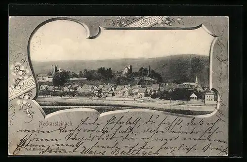 AK Neckarsteinach, Teilansicht aus der Vogelschau