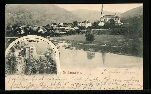 AK Neckargerach, Ortsansicht mit Kirche, Mineburg