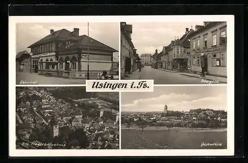 AK Usingen /Taunus, Bahnhof, Obergasse, Gesamtansicht