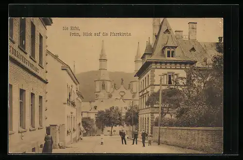 AK Prüm in der Eifel, Blick auf die Pfarrkirche