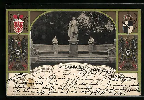 AK Berlin, Siegesallee, Statuen Otto IV mit dem Pfeil, Johann v. Buch, Droiseke v. Kroecher, Wappen