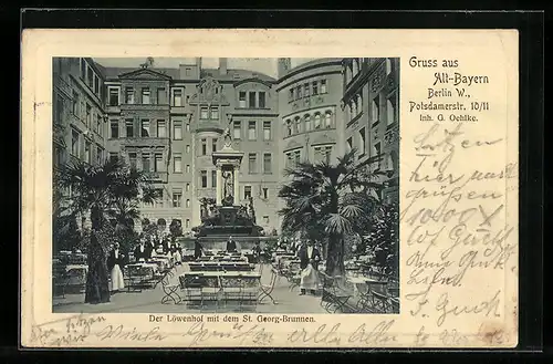 AK Berlin-Tiergarten, Löwenhof mit dem St. Georg-Brunnen, Potsdamerstr. 10 /11