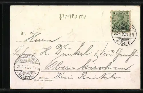 Lithographie Berlin, Statuen von Otto II., Albrecht d. Baer und Albrecht der II. Markgraf von Brandenburg