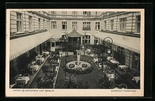 AK Berlin, Hotel Russischer Hof, Garten-Terrasse, Georgenstr. 21-22