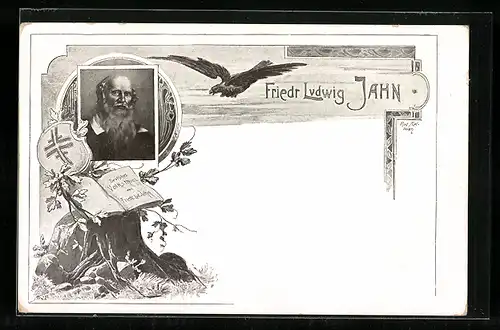 AK Portrait von Friedrich Ludwig Jahn mit Adler
