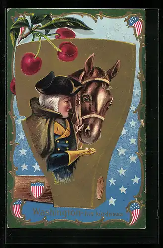 AK Washington mit seinem Pferd, Präsident der USA