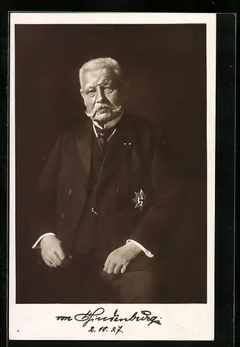 AK Portrait Paul von Hindenburg, 1927