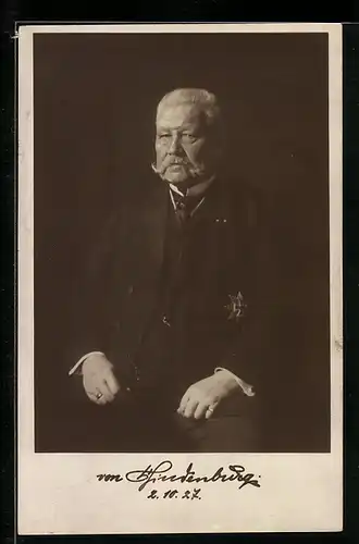 AK Portrait Paul von Hindenburg, 1927