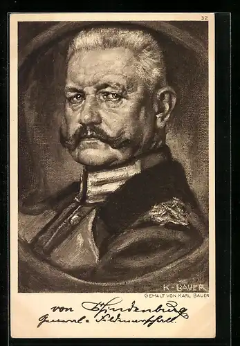 AK Portrait Paul von Hindenburg als Generalfeldmarschall