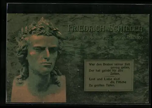 AK Büste Friedrich Schiller mit Zitat Wer den Besten...