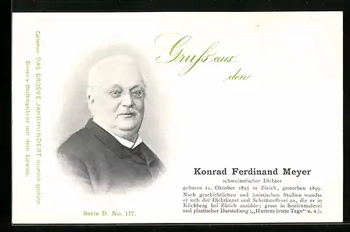AK Konrad Ferdinand Meyer, Dichter aus der Schweiz
