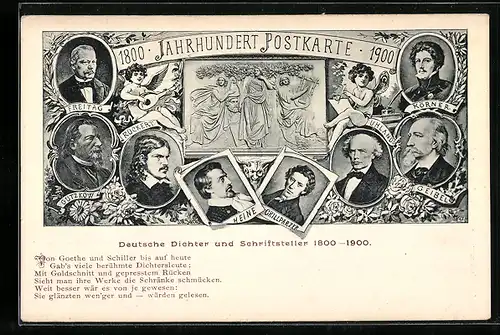 AK Deutsche Dichter und Schriftsteller, 1800-1900, Freitag, Rückert und Heine