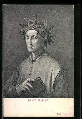 AK Dante Alighieri, Portrait mit Lorbeerkranz