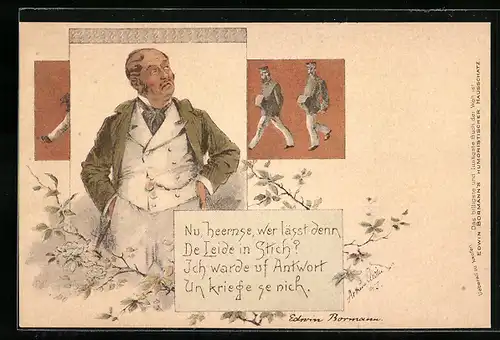 AK Edwin Bormann`s Humoristischer Hausschatz, Mann in eleganter Kleidung