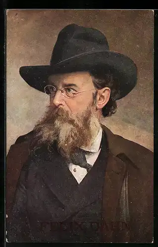 Künstler-AK Felix Dahn, der gealterte Dichter und Rechtswissenschaftler im Portrait