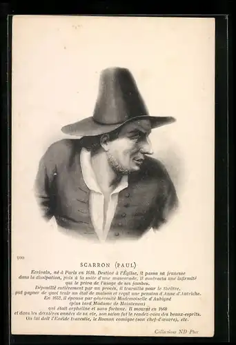AK Portrait des Schriftstellers Paul Scarron