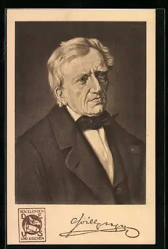 AK Franz Grillparzer als alter Herr in Anzug