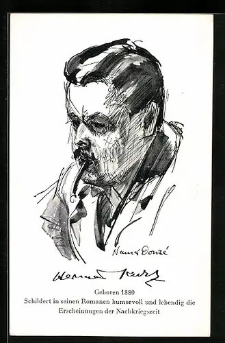 AK Hermann Kurz, Portrait, rückseitig Werkstitel