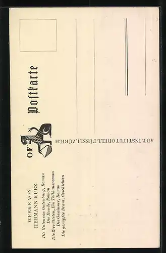 AK Hermann Kurz, Portrait, rückseitig Werkstitel