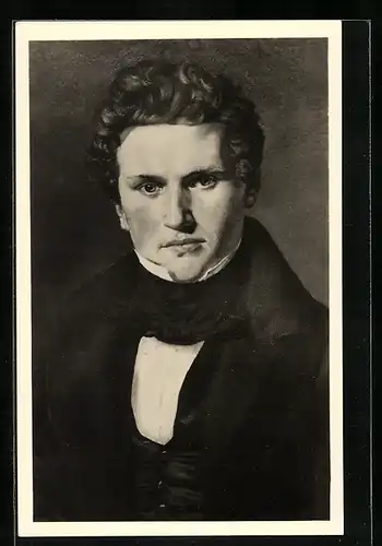 AK Wilhelm Hauff, Portrait von Leybold