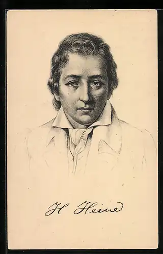 AK Heinrich Heine, Portrait des jungen Lyrikers