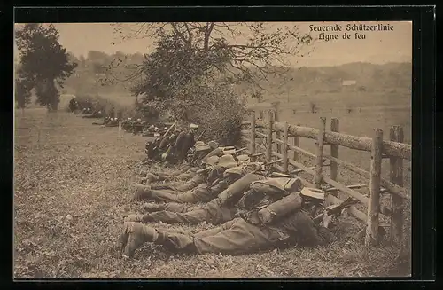 AK Soldaten der Schweizer Armee, Feuernde Schützenlinie
