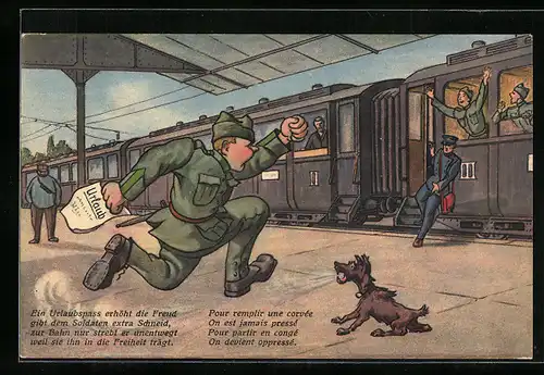 AK Soldat mit Urlaubsschein droht seinen Zug zu verpassen
