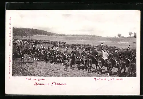AK Defilé d`Infanterie, Soldaten der Schweizer Armee beim Manöver