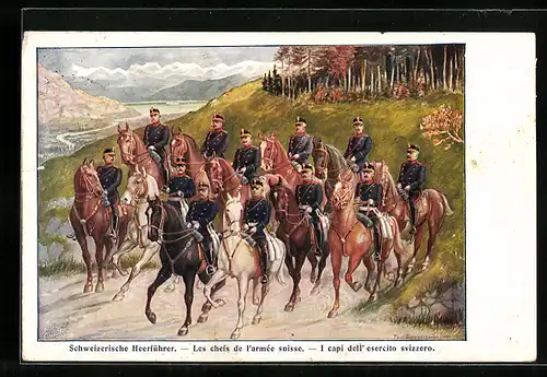 AK Schweizerische Heerführer auf ihren Pferden